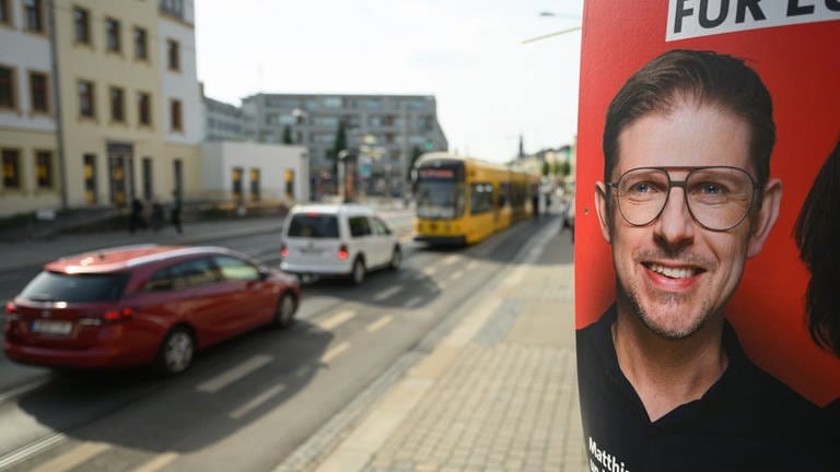 Wahlplakat von Matthias Ecke in Dresden (Foto: dpa)